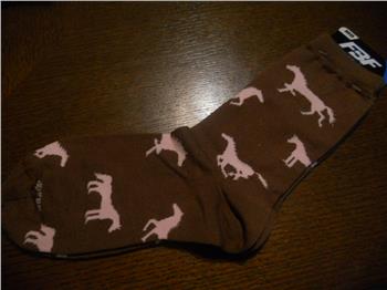 Lady's Brown socks with pink horses