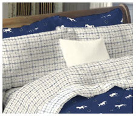 Blue Plaid Horse Bed  Sheets