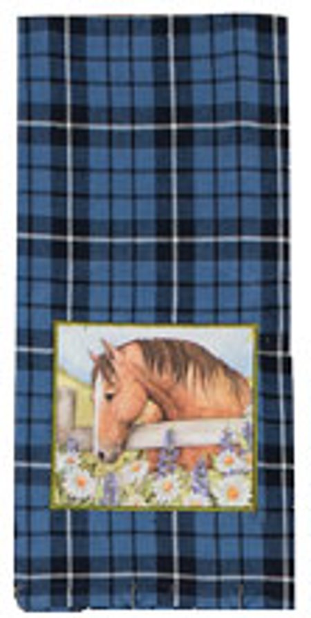 Blue Plaid Applique Tea Towel